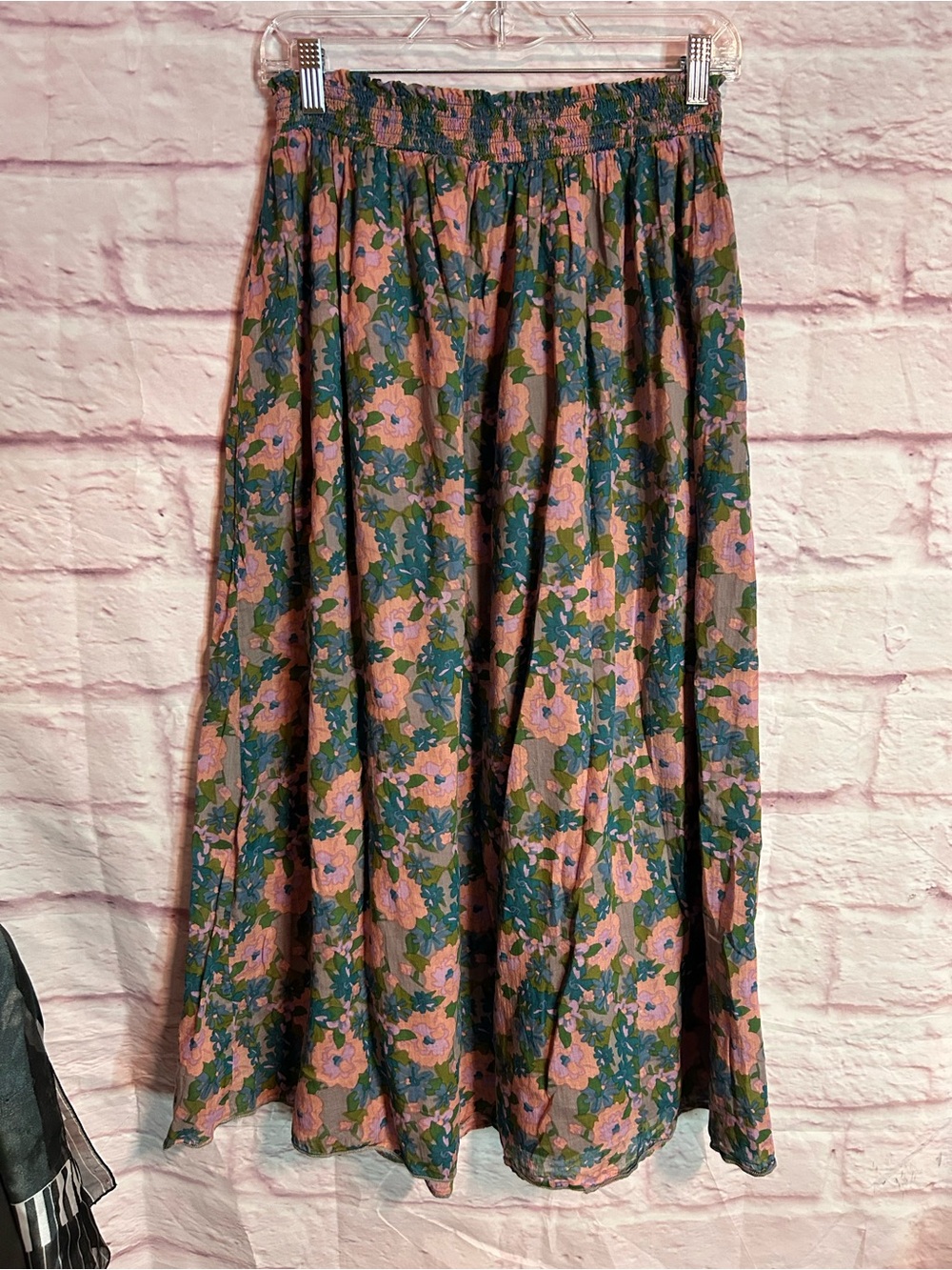 NATURAL LIFE Pink and Green Floral Maxi Skirt